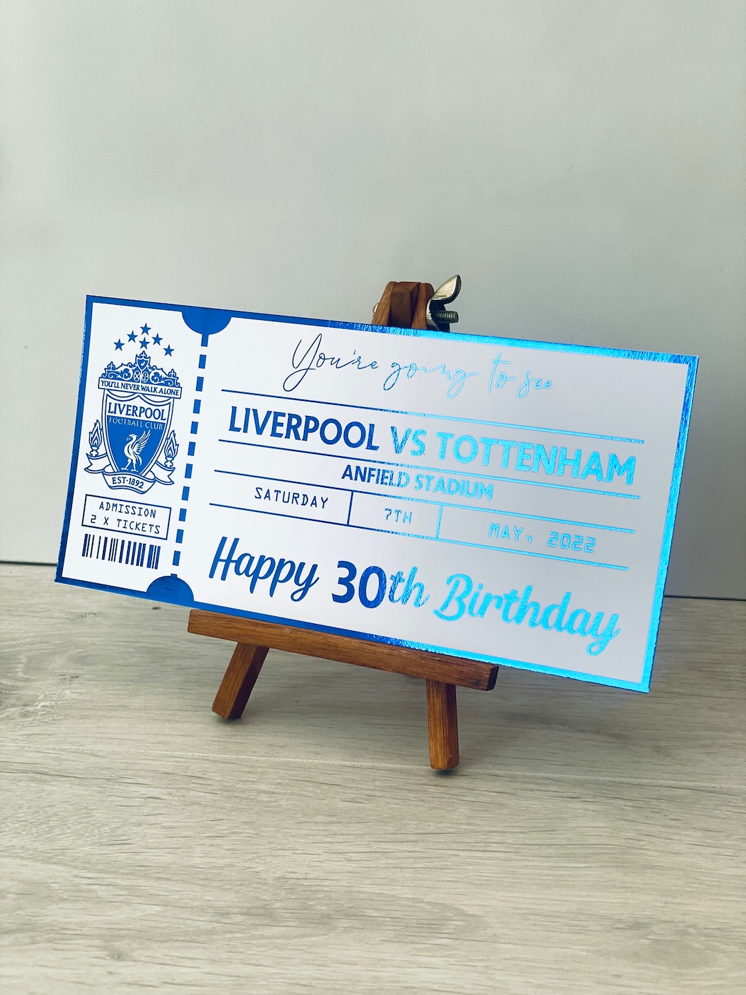 Foiled Sports Event Ticket, Birthday Surprise Ticket, Foiled Football