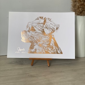 Impression de papier d'aluminium pour chien, impression d'animal de compagnie en feuille d'or, portrait d'animal de compagnie, cadeau de perte de chien pour animal de compagnie