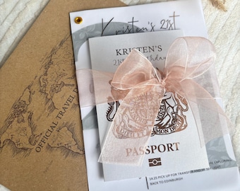 Surprise Holiday Reveal with Itinerary, personalised passport ticket, Hen weekend plans