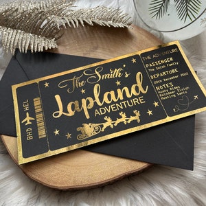 Billet carte d'embarquement pour Noël, voyage surprise en Laponie, billets pour les fêtes de Noël, voyage de Noël