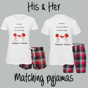 Matching pyjamas, His and Her pyjamas, anniversary gift, valentines pyjamas, Anniversary gift, wedding gift, gift for husband, gift for wife