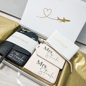 Boutique Passport Holder/Luggage Tag, Mr & Mrs Passport Set, Sold Individually