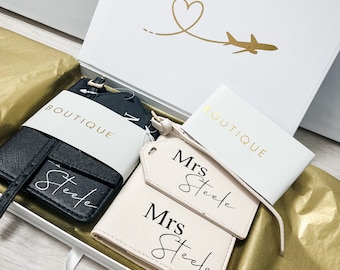 Boutique Passport Holder/Luggage Tag, Mr & Mrs Passport Set, Sold Individually