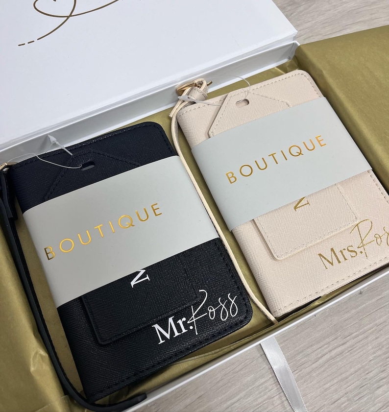 Boutique Passport Holder/Luggage Tag, Mr & Mrs Passport Set, Sold Individually image 7