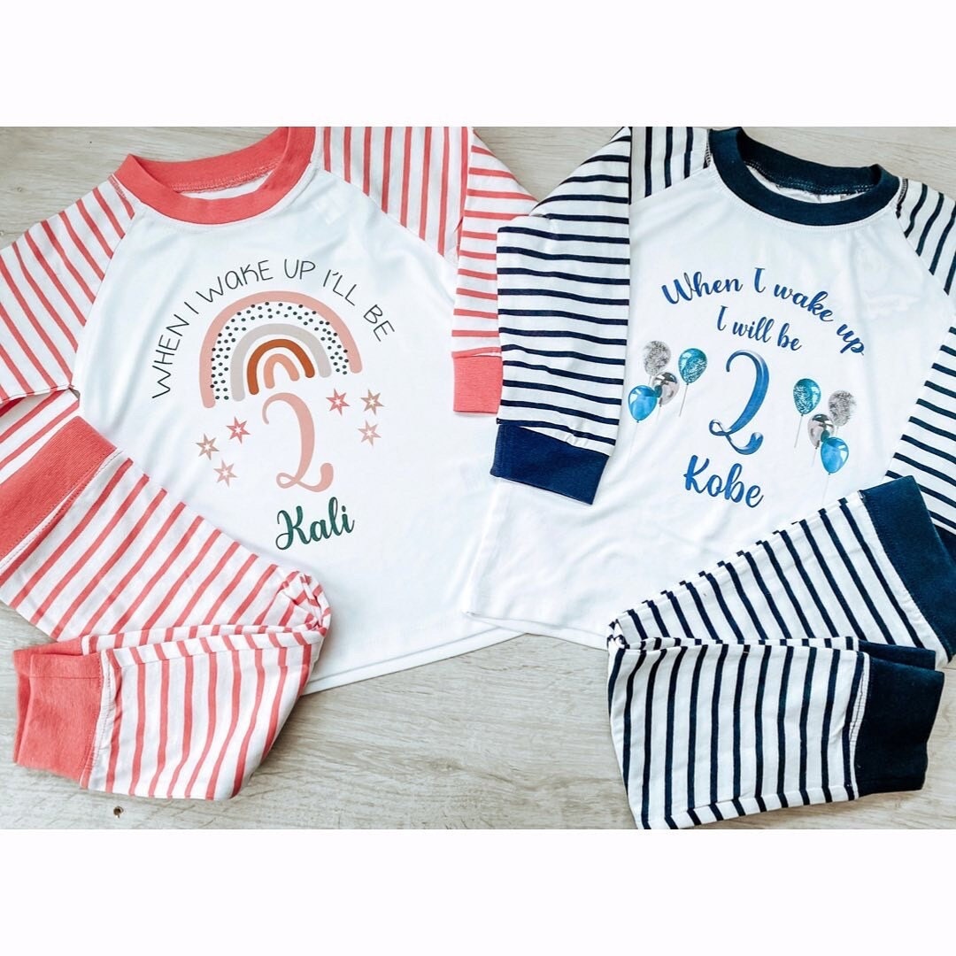 1st Birthday Pyjamas When I Wake up Pyjamas Boy girls Birthday Pyjamas Personalised Birthday Pjs Rainbow Pyjamas Unicorn Pyjamas Etsy Canada