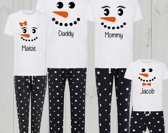 Personalised Snowman family Christmas Pyjamas, Christmas Eve Pyjamas, Christmas Eve box, Matching PJs