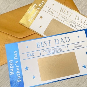 Cadeau de fête des pères, bon de fête des pères, billet de carte à gratter surprise, cadeau pour papa grand-père