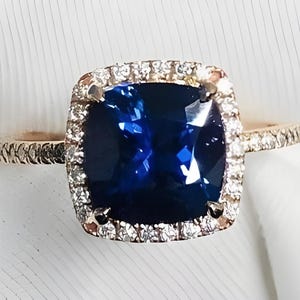 3.48Cts AAA+ Violet Blue Tanzanite Gold Wedding Ring, 14K/18K Solid Gold Engagement Ring For Her, Diamond Halo Ring, Tanzanite Jewelry......