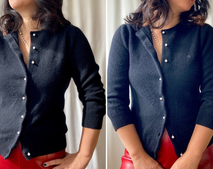 Vintage Y2K Lauren by Ralph Lauren Softest Cashmere Cardigan With Pearl