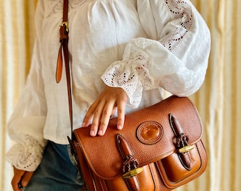 Vintage Dooney & Bourke AWL Pebbled Leather Black/british Tan