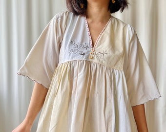 A piece of Passion - Repurpose Embroidered Cotton Napkins turns Summer Indian Tunic