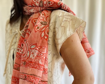 Vintage Anokhi Square scarf with beads