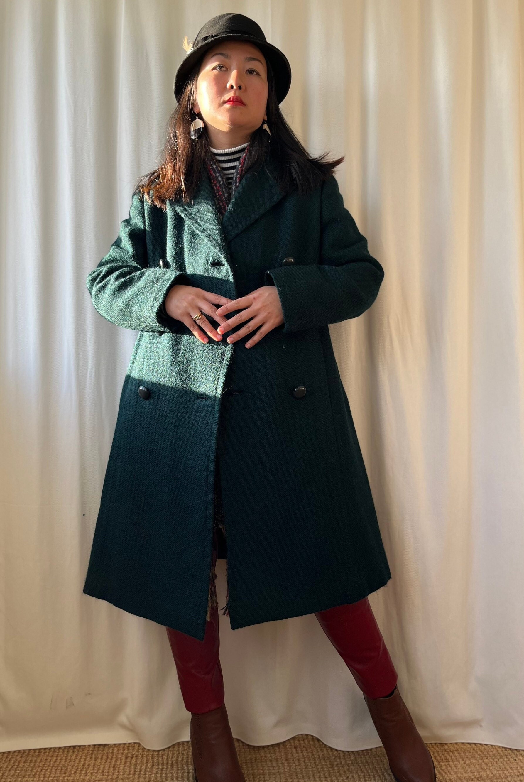Vintage 70s Tailored Wool Coat Forest Deep Dark Green Winter - Etsy