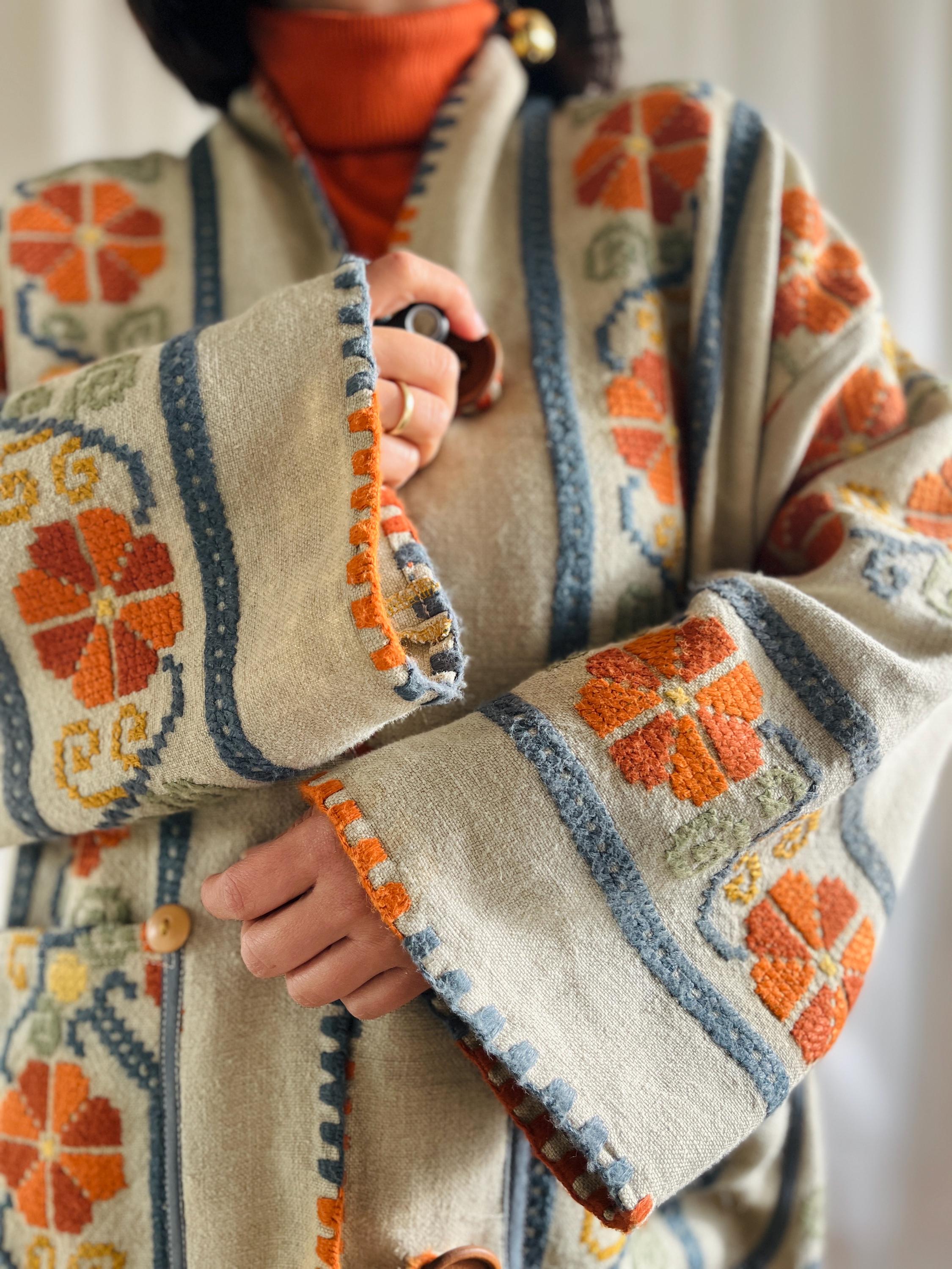 Veste En Tapisserie Vintage Taille 40/42 (L) - Bords Festonnés, Fait Main En France, Occasion Très Bon état