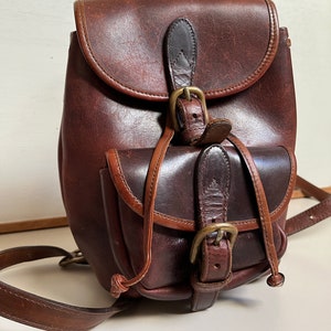 Vintage Y2K Robert Cheau Cognac Brown thick cowhide mini backpack sling bag made in NYC image 4