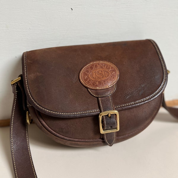 Extraordinarily Rare Vintage Dooney & Bourke Nubuck/Gundelta Leathers Brown/Brown Monochrome N508 Small Saddle Bag