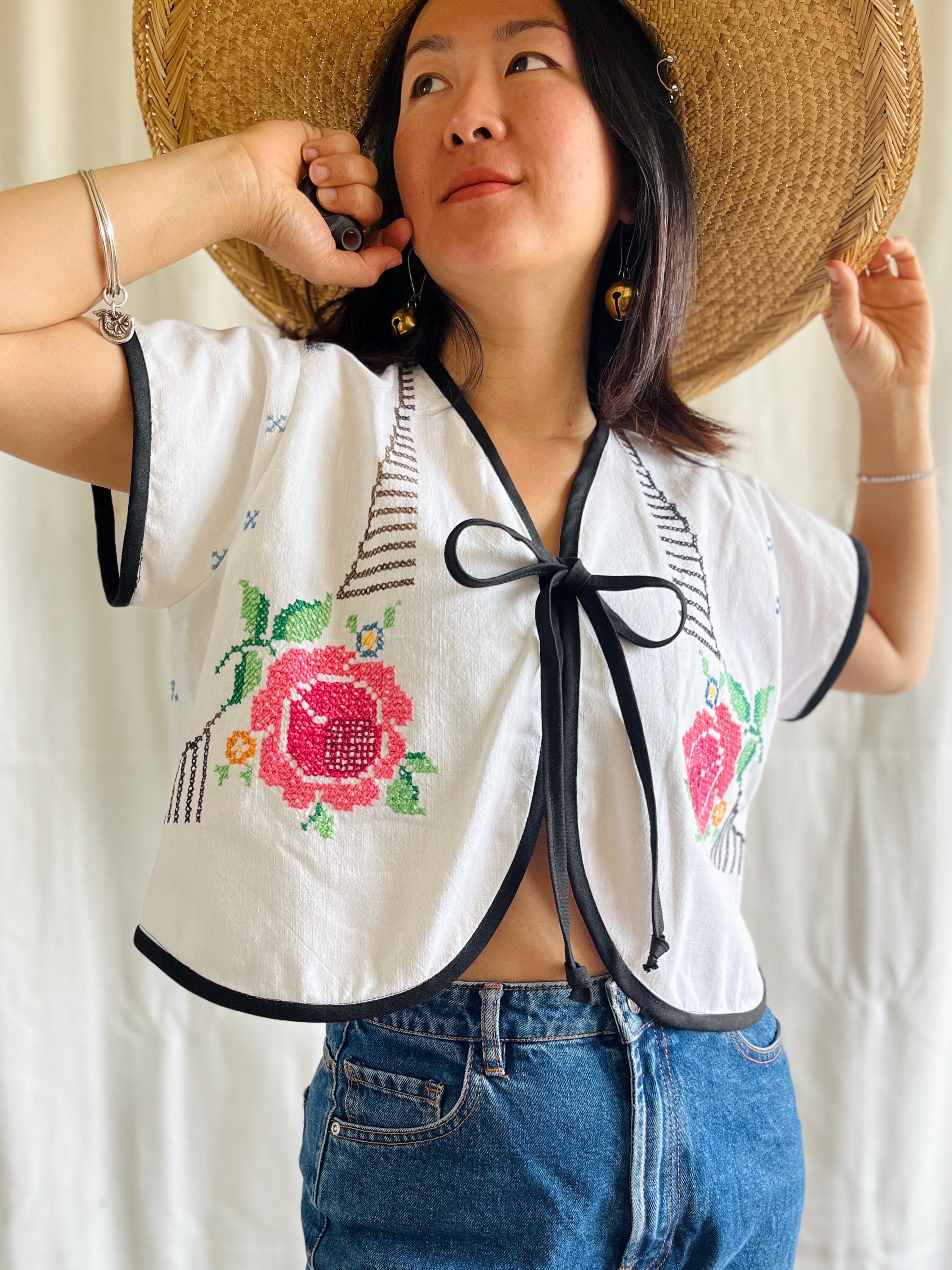 Embroidered Tablecloth Shirt Vintage - Etsy