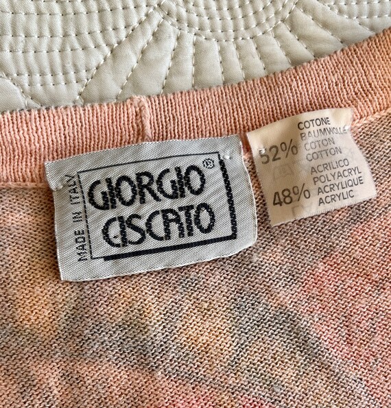 Vintage 80s Italian Cotton Cable Knit Fruity Cardigan Made in