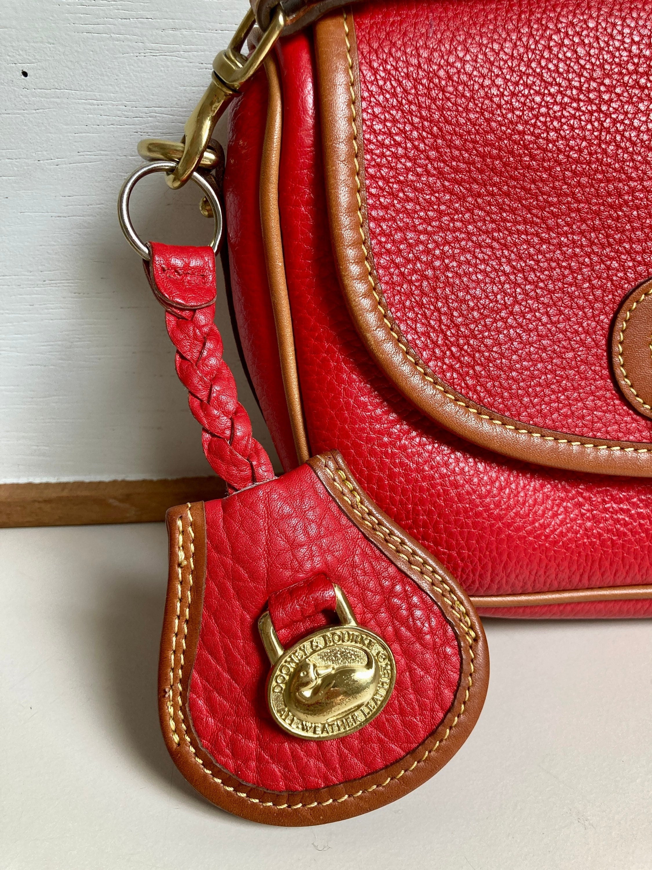 Vintage Dooney & Bourke All Weather Leather Red Crossbody Bag www
