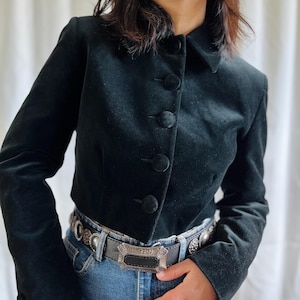 Vintage 90 fluwelen cropped blazer