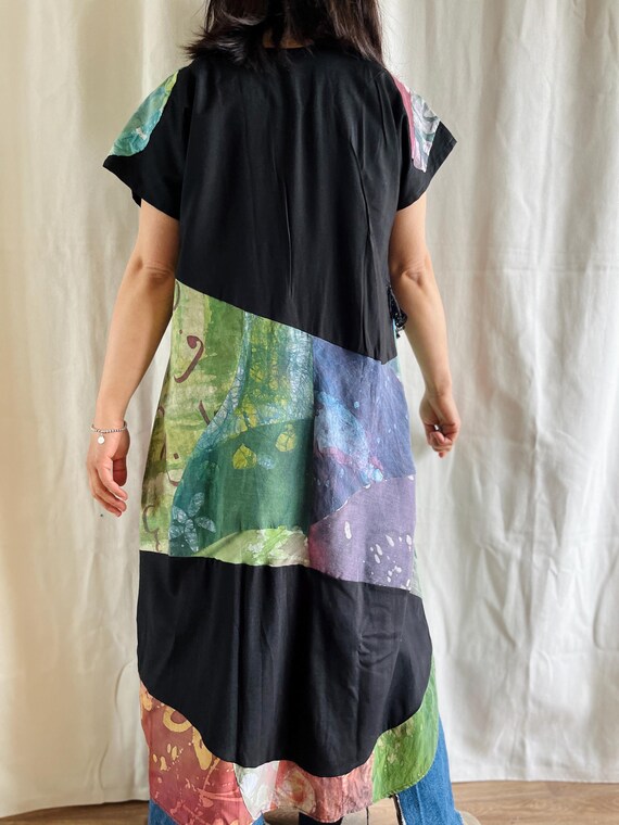 Handmade vintage Geometrical patchwork dress with… - image 10