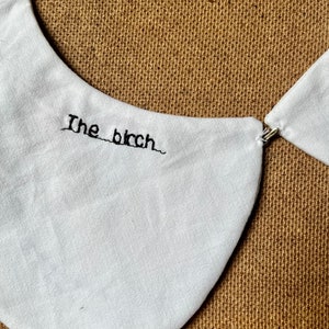 Hand embroidery collar / detachable peter pan style made from repurpose vintage table linen image 8