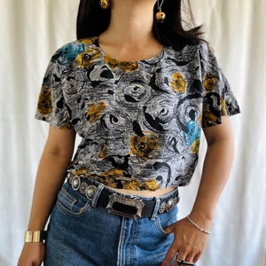 Vintage 90s Crazy Print Crop Top