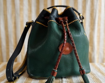 Vintage Dooney & Bourke AWL Pebbled Leather Fir Green/british Tan