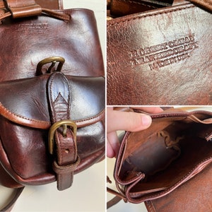 Vintage Y2K Robert Cheau Cognac Brown thick cowhide mini backpack sling bag made in NYC image 6