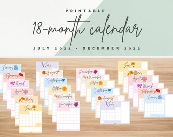 Printable 18-month Calendar 2021-2022