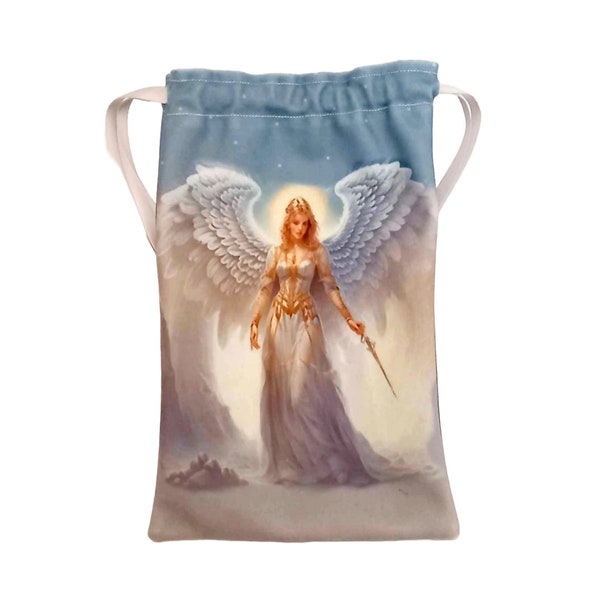 Angel tarot card bag celestial design, Witch, Wiccan, Gift, Christmas, Celestial themed tarot deck holder, Gift For Her, tarot storage bag