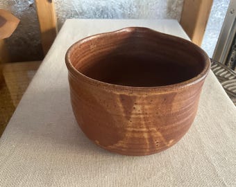Studio pottery whisking pouring  bowl / Matcha mixing bowl speckled clay, earthy brown