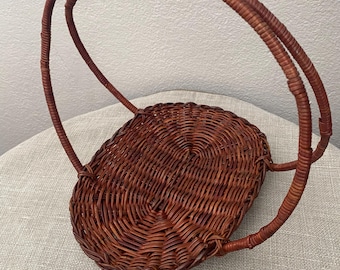 Vintage Wicker Gathering or Harvest Basket