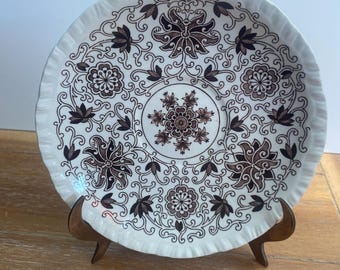 Assiette vintage Masons Patent Ironstone (Angleterre), modèle Bow Bells, marron, 15 cm (6 pouces).