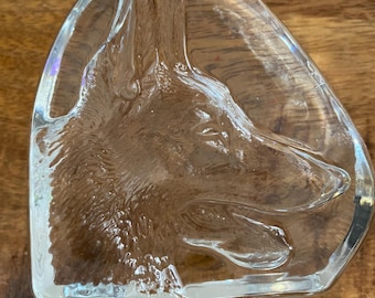 Pisapapeles/decoración de estante antiguo de cristal de plomo con forma de pastor alemán, de cristal de plomo.