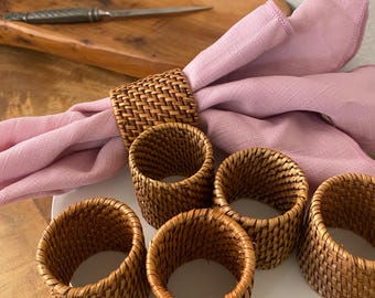 Rieten set (6) servetringhouders