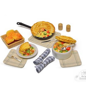 1:12 Dollhouse Miniature Calico Critters Food Vegetable Pot Pies