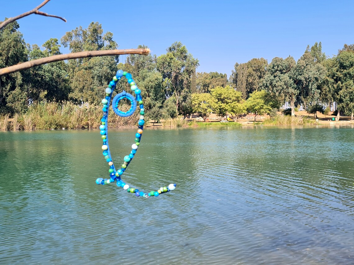 Hängendes blaues Fischornament im Seestil zum Glück | Etsy