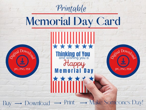 Downloadable Memorial Day Card Printable Flag Themed Digital - Etsy