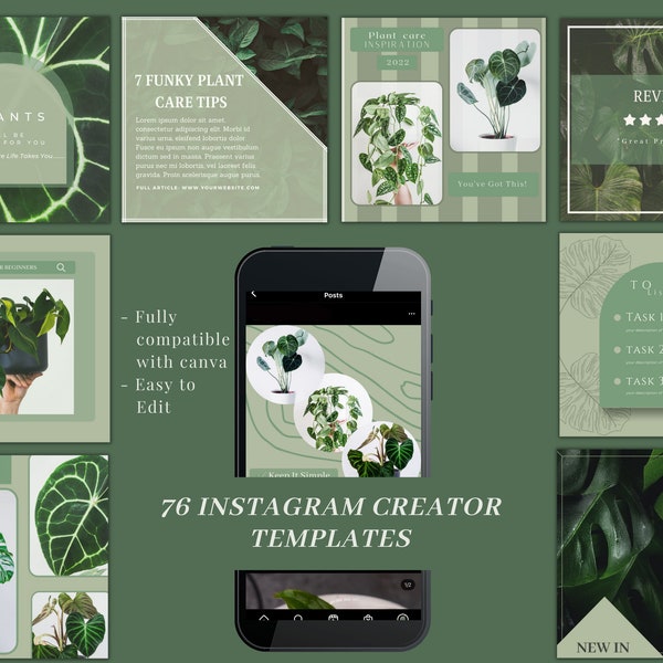 76 Plant & Houseplant Instagram Posts, CANVA. Posts and Stories. Branding and Marketing. Social media post templates. Facebook Community