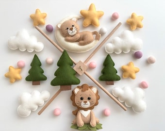 Móvil para bebé "Animales del Bosque". Móvil para bebé, regalo para baby shower, regalo para recién nacido, juguete de fieltro con animales, móvil para bebé "Bosque".