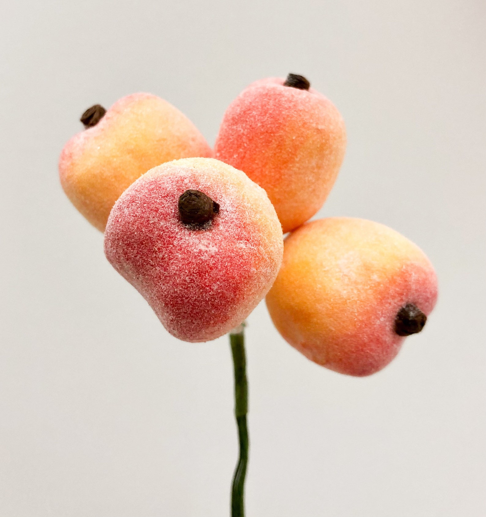 Artificial Frosted Peaches 8 pieces 2 stems of four Etsy