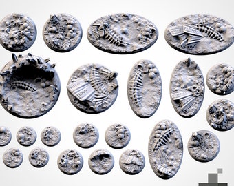 Alien bases - Txarli Factory, 25mm, 28.5, 32, 40, 60, 80, 90, 100 round plus  60x35, 75x43, 90x52, 105x70, 120x92, 169x108mm oval