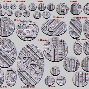 Xeno Tech bases - Txarli Factory 2, 25mm, 28.5, 32, 40, 60, 80, 90, 100 round plus  60x35, 75x43, 90x52, 105x70, 120x92, 169x108mm oval