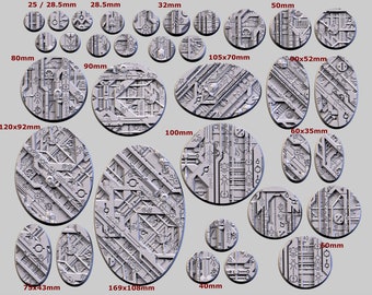 Xeno Tech bases - Txarli Factory 2, 25mm, 28.5, 32, 40, 60, 80, 90, 100 round plus  60x35, 75x43, 90x52, 105x70, 120x92, 169x108mm oval