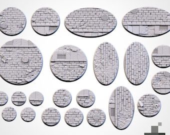 City WWII bases - Txarli Factory, 25mm, 28.5, 32, 40, 60, 80, 90, 100 round plus  60x35, 75x43, 90x52, 105x70, 120x92, 169x108mm oval