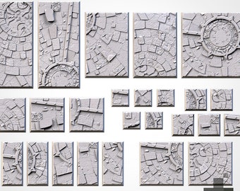 Sacred Temple bases 20x20mm, 25x25mm, 25x50mm, 40x40mm, 50x50mm, 75x50mm, 75x75mm, 100x50mm square. Txarli Factory