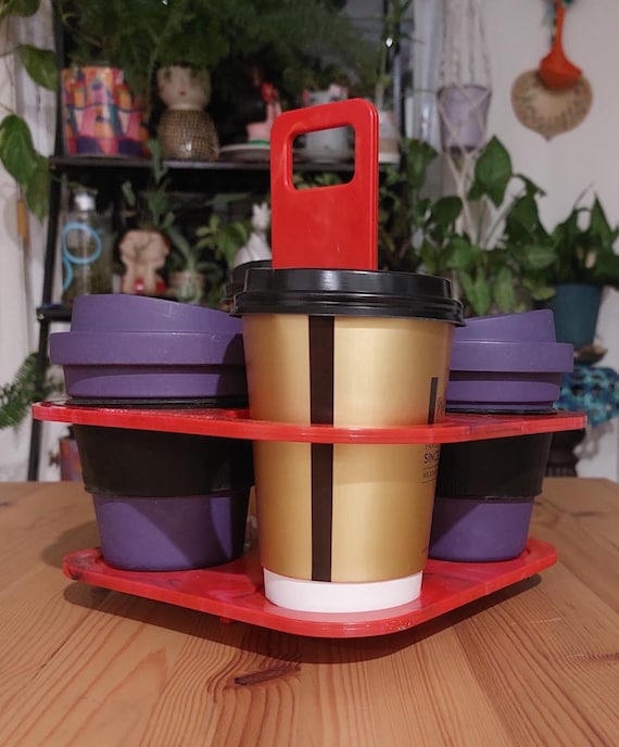 100% Recycled Reusable 4 Cup Takeaway Coffee Carrier - Etsy