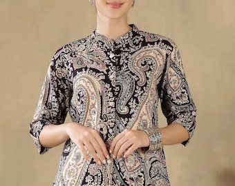 Boho Indian Floral Cotton Short Kurta Tunic Women Indian Ethnic Jaipur Print Summer Kurti