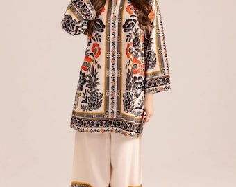 Conjunto Kurta Palazzo con estampado floral: elegante atuendo indio pakistaní